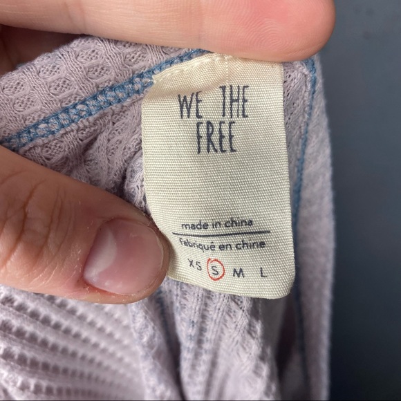 Free People We the Free Dahlia Flare Sleeve Waffle Knit Thermal Lavender S - Picture 10 of 10